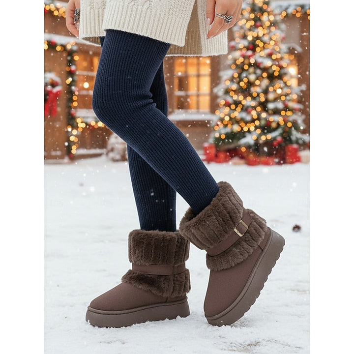 Women's Platform Faux Fur Snow Boots – Brown