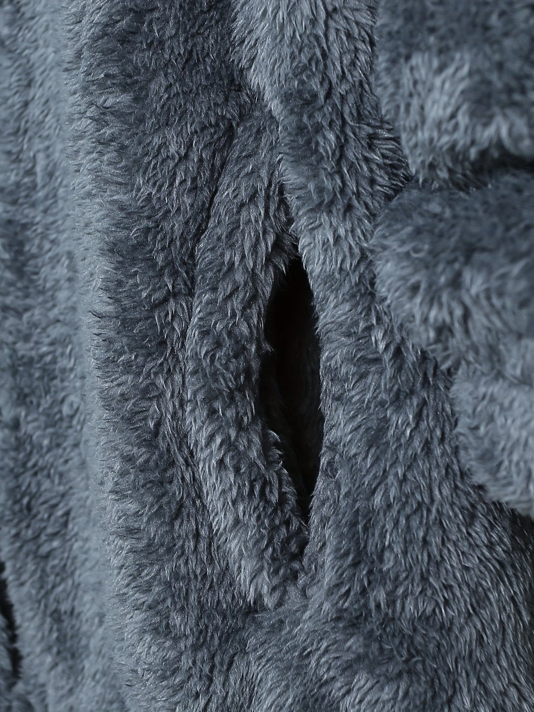 Men's Sherpa Fleece Zip Up Hoodie Jacket – Detail View