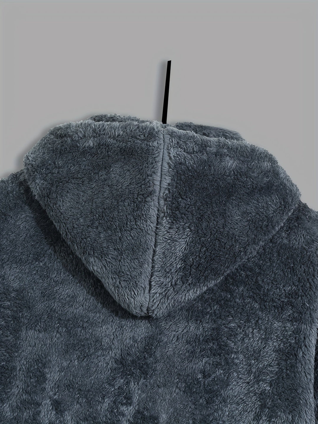 Men's Sherpa Fleece Zip Up Hoodie Jacket – Detail View