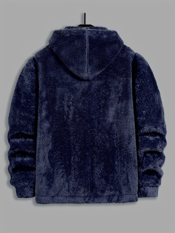 Men's Sherpa Fleece Zip Up Hoodie Jacket – Detail View