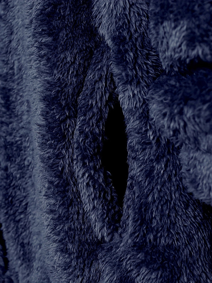 Men's Sherpa Fleece Zip Up Hoodie Jacket – Detail View
