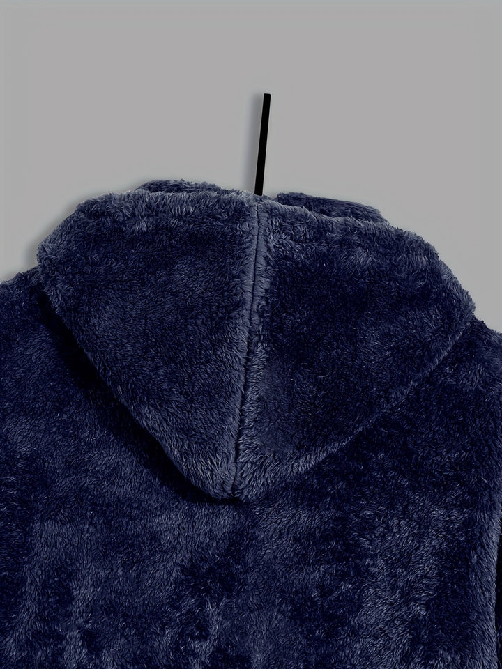 Men's Sherpa Fleece Zip Up Hoodie Jacket – Detail View