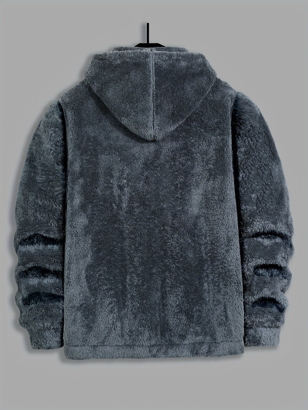 Men's Sherpa Fleece Zip Up Hoodie Jacket – Detail View