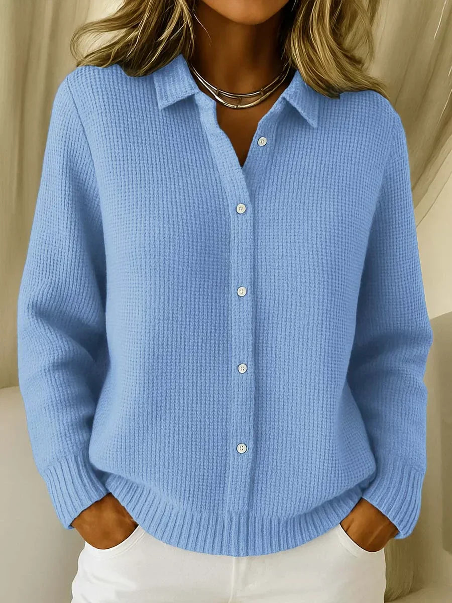 EDIE - WAFFLE KNIT BUTTON-FRONT CARDIGAN 1