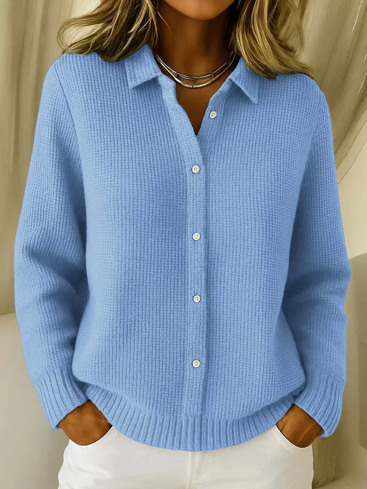 EDIE - WAFFLE KNIT BUTTON-FRONT CARDIGAN 1