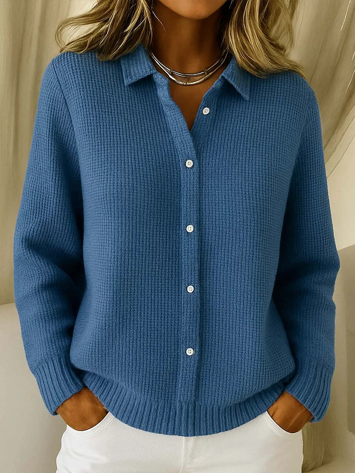 EDIE - WAFFLE KNIT BUTTON-FRONT CARDIGAN 4
