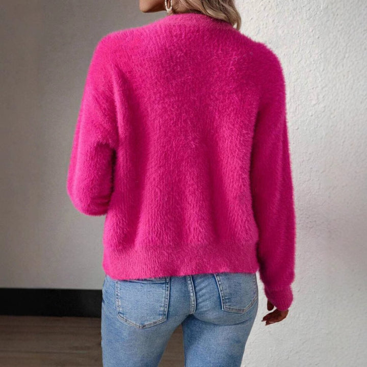 ELEONORE | WOMEN'S FUZZY V NECK KNIT CARDIGAN 10