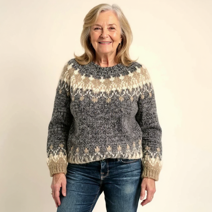 ELIN - NORDIC FAIR ISLE YOKE KNIT SWEATER 5