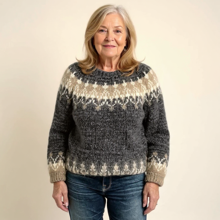 ELIN - NORDIC FAIR ISLE YOKE KNIT SWEATER 9