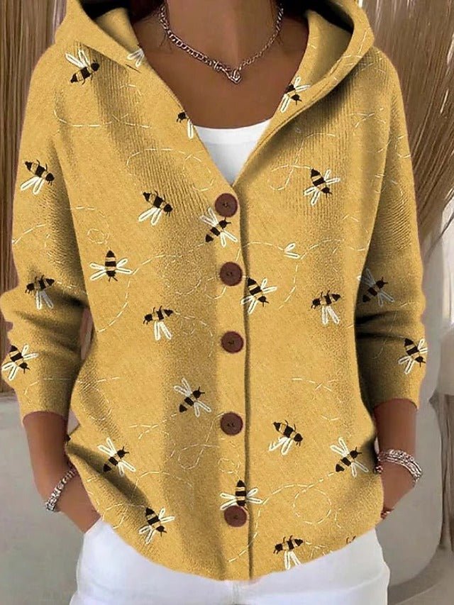 Women's Boho Print Hooded Cardigan – Yellow