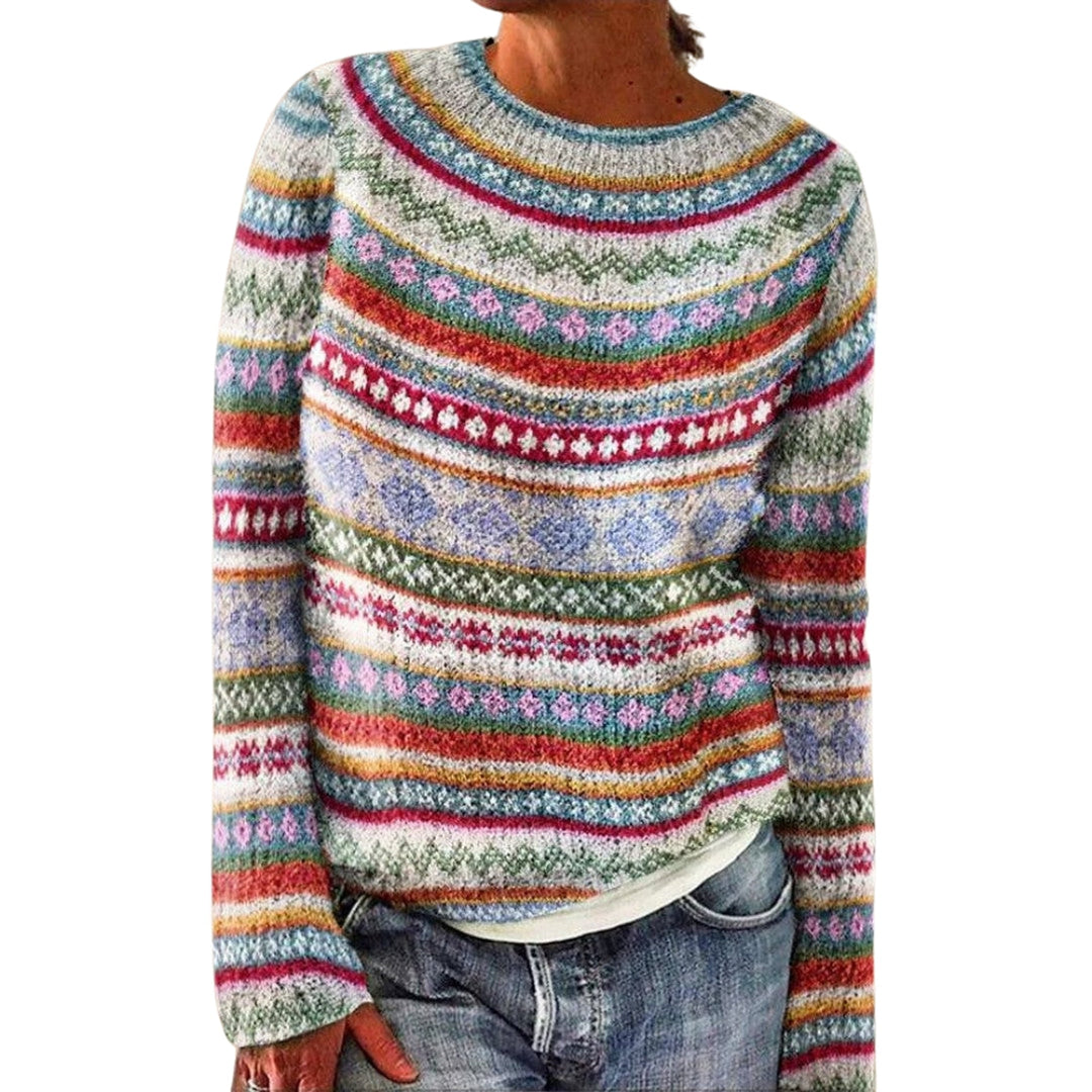 ELISE - STRIPED FAIR ISLE KNIT SWEATER 1