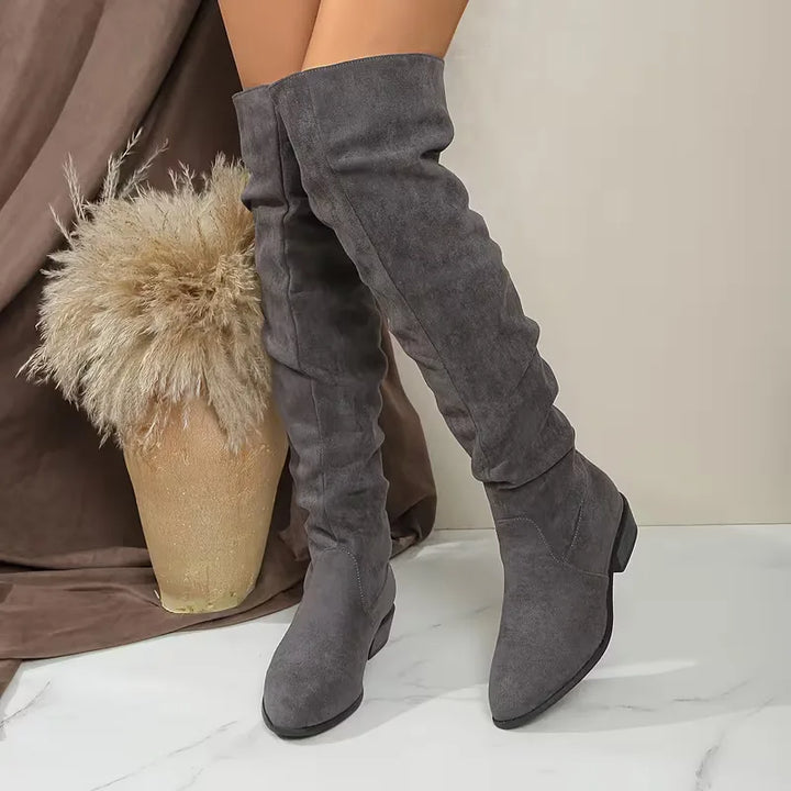 ELODIE | WOMEN'S KNEE HIGH BOOTS TALL SUEDE WIDE CALF SLOUCHY 1