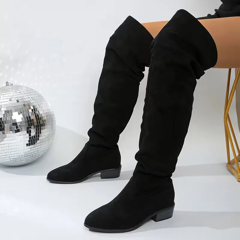 ELODIE | WOMEN'S KNEE HIGH BOOTS TALL SUEDE WIDE CALF SLOUCHY 11