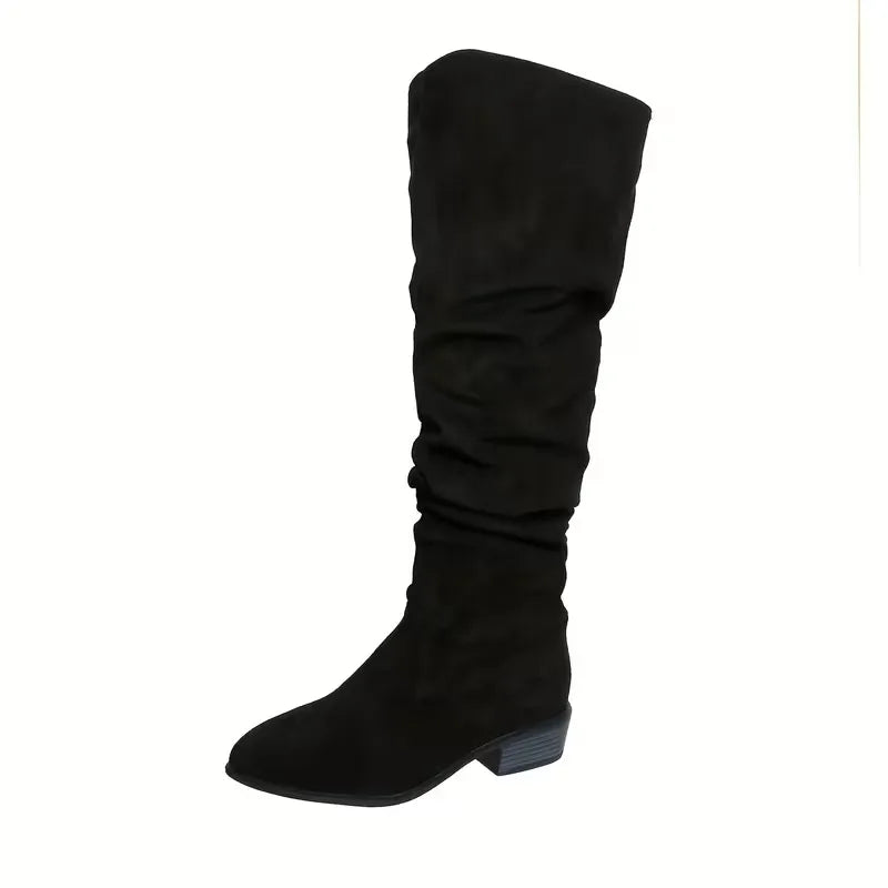 ELODIE | WOMEN'S KNEE HIGH BOOTS TALL SUEDE WIDE CALF SLOUCHY 12