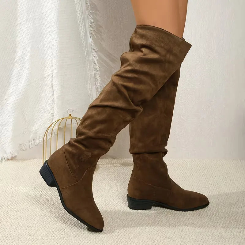ELODIE | WOMEN'S KNEE HIGH BOOTS TALL SUEDE WIDE CALF SLOUCHY 2