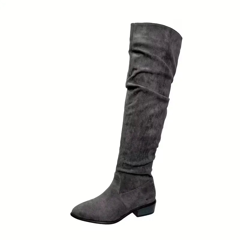 ELODIE | WOMEN'S KNEE HIGH BOOTS TALL SUEDE WIDE CALF SLOUCHY 5