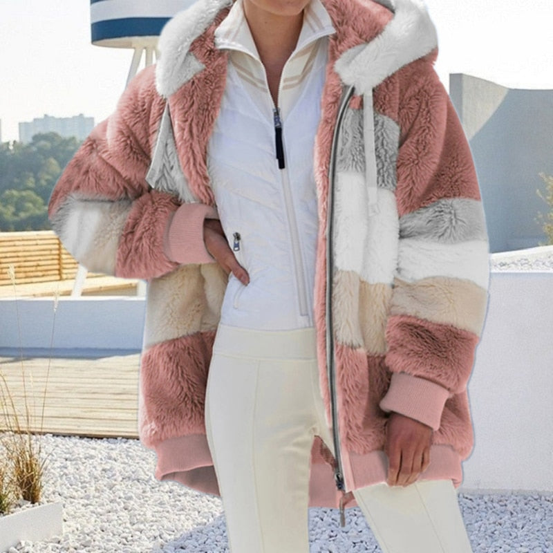 ELVIRE | WOMEN'S SHERPA JACKET HOODED FLEECE TEDDY WINTER 2