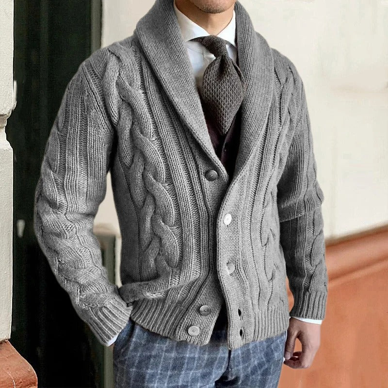 EMILE | MEN'S SHAWL COLLAR CARDIGAN CABLE KNIT SWEATER 2