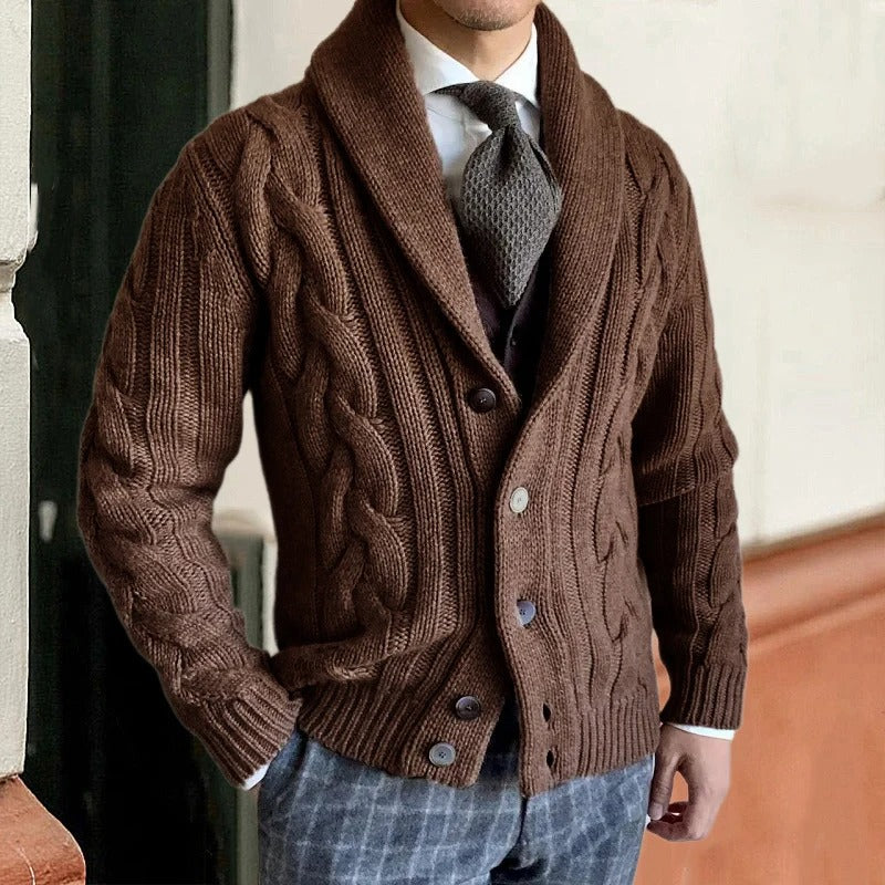 EMILE | MEN'S SHAWL COLLAR CARDIGAN CABLE KNIT SWEATER 3