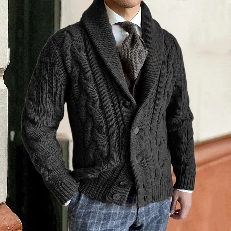 EMILE | MEN'S SHAWL COLLAR CARDIGAN CABLE KNIT SWEATER 4