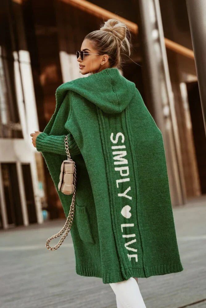 EMMANUELLE | WOMEN'S HOODED CARDIGAN LONG DUSTER KNIT SWEATER 1