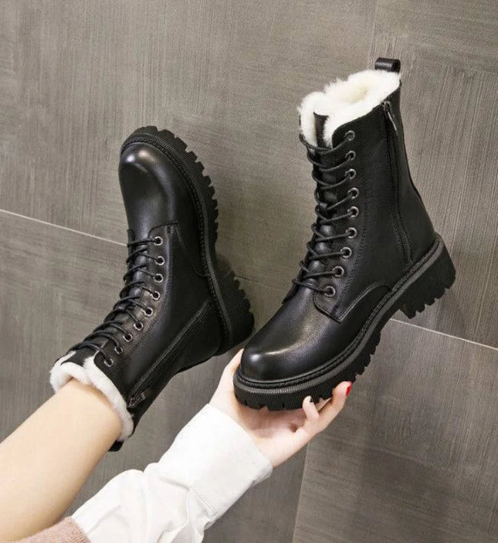 EMMELINE | WOMEN'S COMBAT BOOTS LACE UP WINTER FUR LINED 1