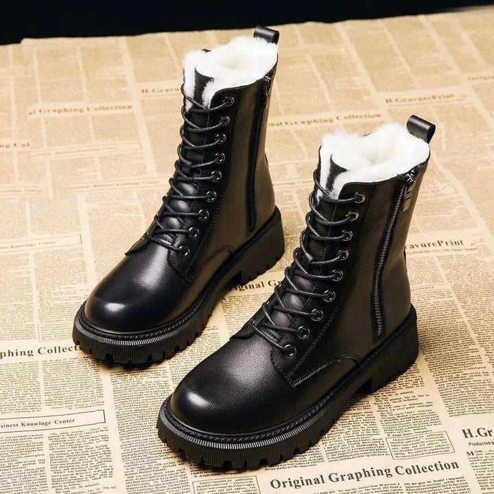EMMELINE | WOMEN'S COMBAT BOOTS LACE UP WINTER FUR LINED 3