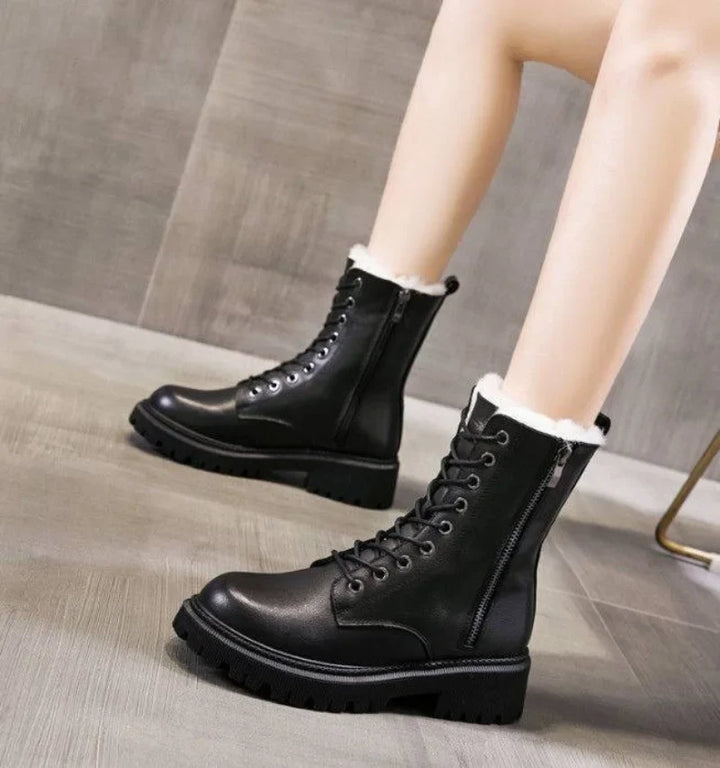 EMMELINE | WOMEN'S COMBAT BOOTS LACE UP WINTER FUR LINED 4