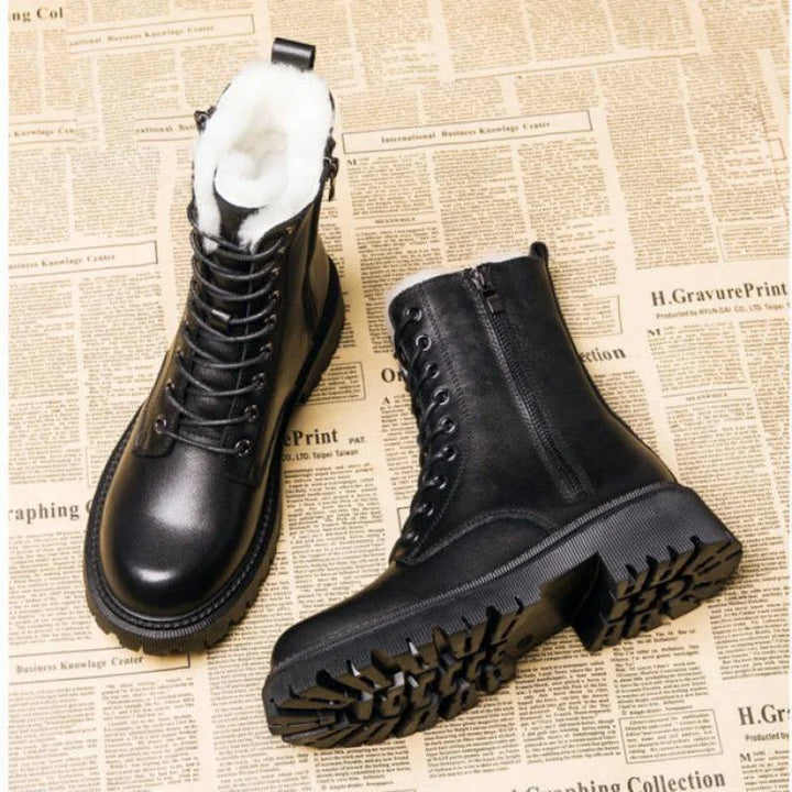 EMMELINE | WOMEN'S COMBAT BOOTS LACE UP WINTER FUR LINED 5