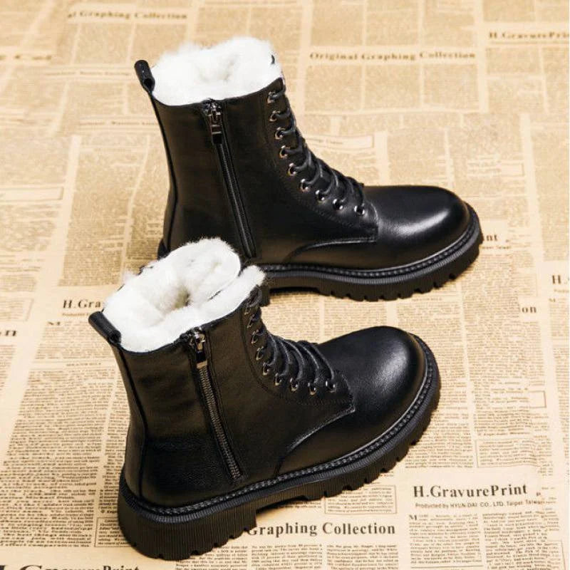 EMMELINE | WOMEN'S COMBAT BOOTS LACE UP WINTER FUR LINED 6