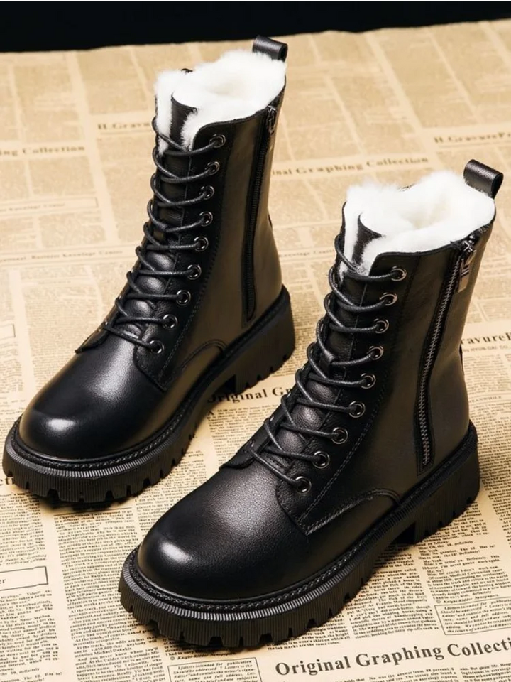 EMMELINE | WOMEN'S COMBAT BOOTS LACE UP WINTER FUR LINED 7