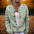 Ermeline | Women's Floral Crew Neck Cardigan