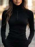 EUDOXIE | WOMEN'S MOCK NECK QUARTER ZIP FITTED TOP