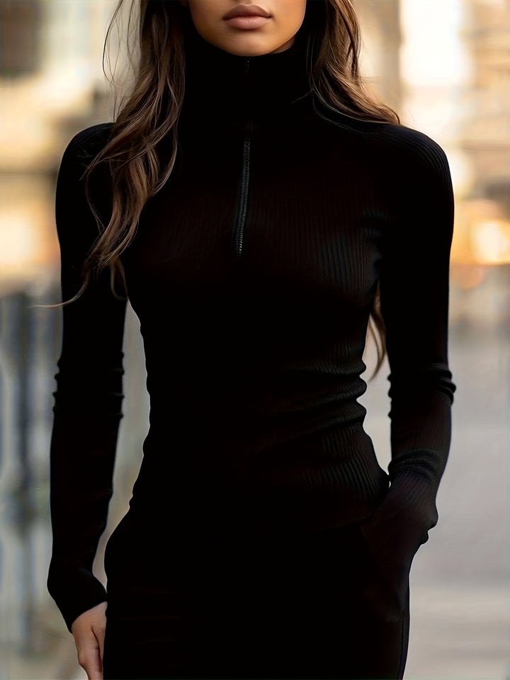 EUDOXIE | WOMEN'S MOCK NECK QUARTER ZIP FITTED TOP 4