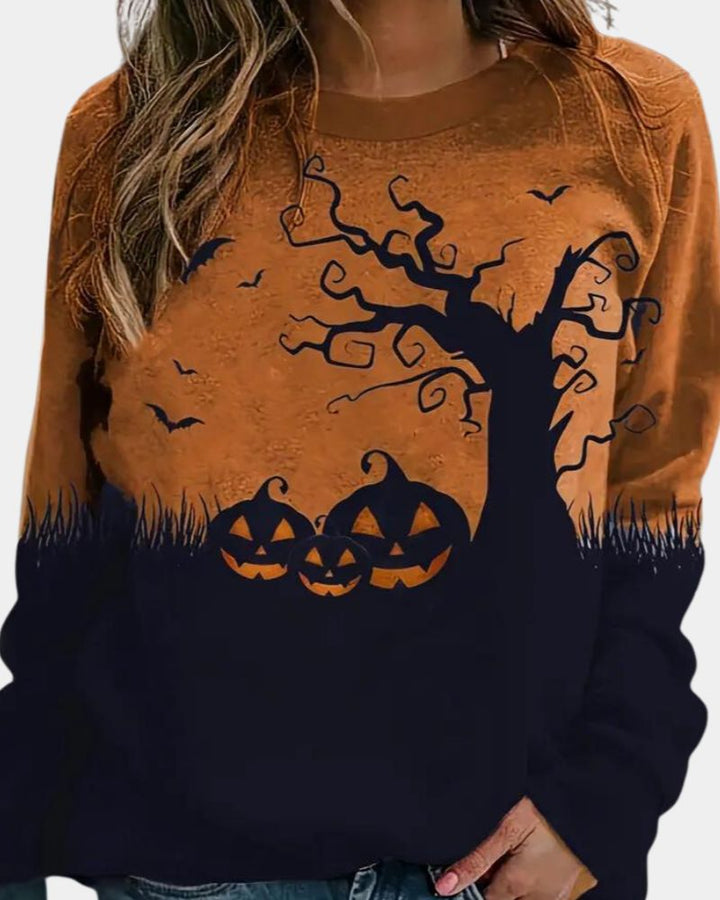 EULALIE | WOMEN'S HALLOWEEN SWEATSHIRT PUMPKIN GRAPHIC CREW NECK 1