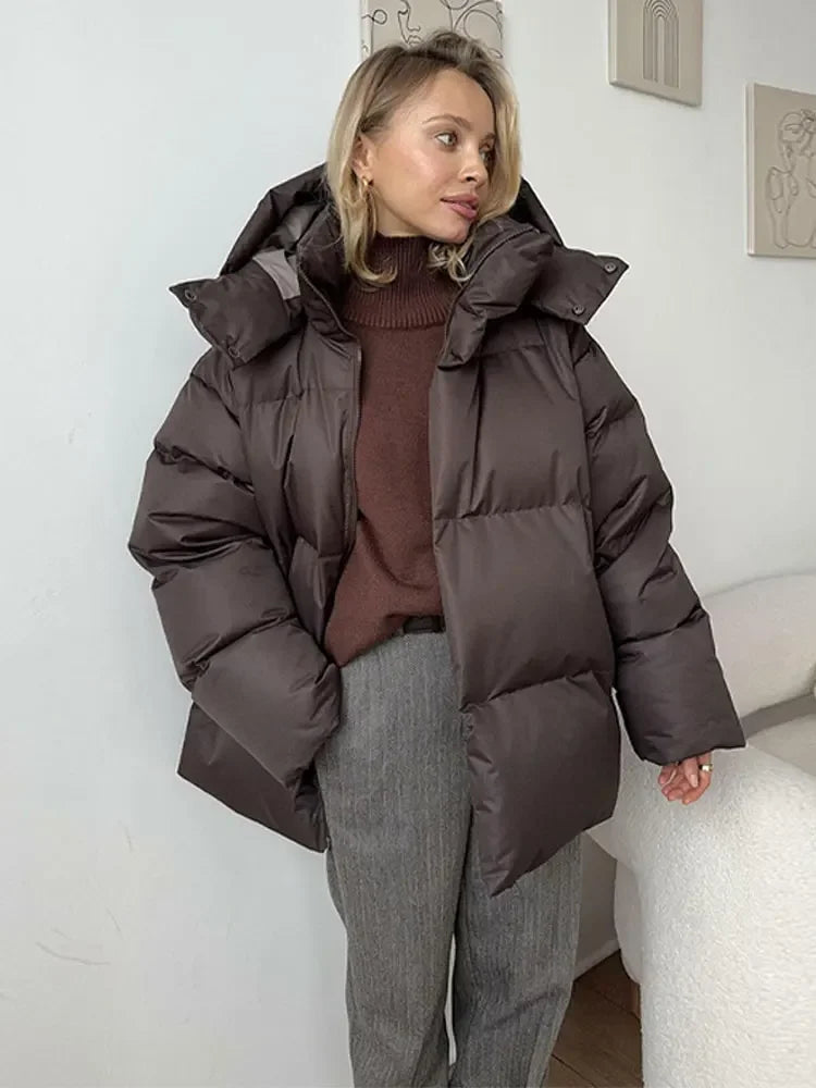 EUPHRASIE | WOMEN'S OVERSIZED PUFFER JACKET HOODED QUILTED WINTER 3