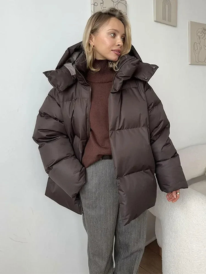 EUPHRASIE | WOMEN'S OVERSIZED PUFFER JACKET HOODED QUILTED WINTER 3