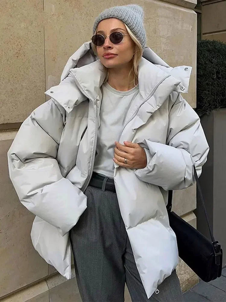 EUPHRASIE | WOMEN'S OVERSIZED PUFFER JACKET HOODED QUILTED WINTER 4