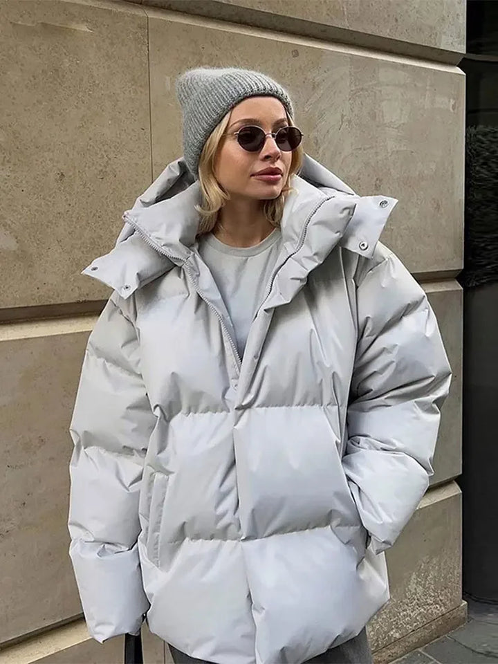 EUPHRASIE | WOMEN'S OVERSIZED PUFFER JACKET HOODED QUILTED WINTER 5