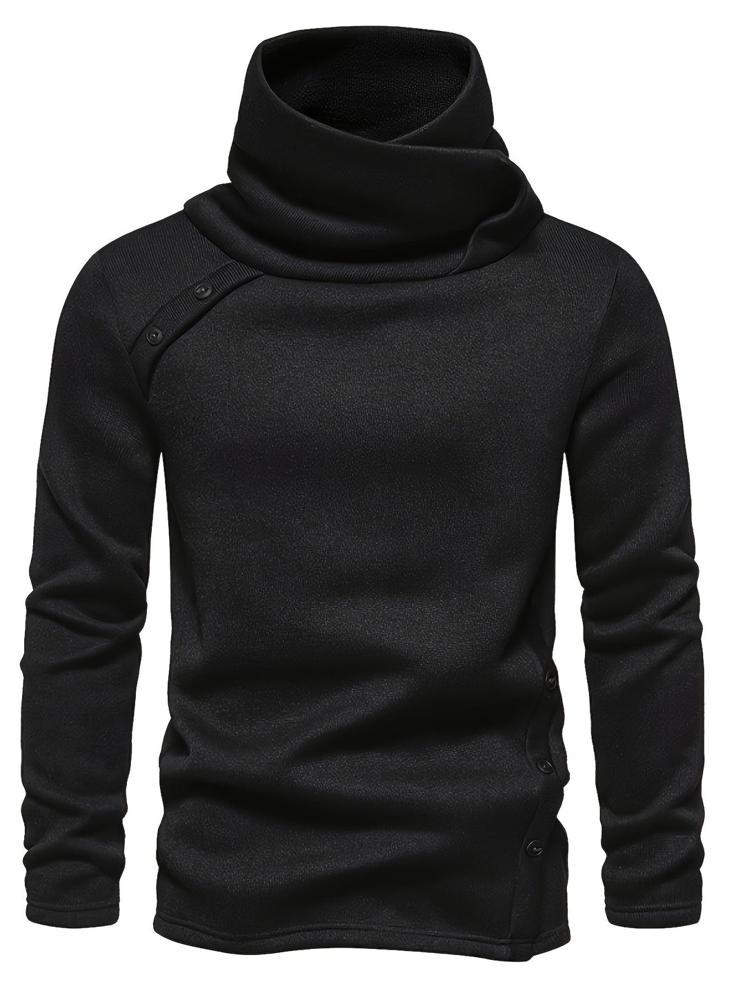 Men's Cowl Neck Button Turtleneck – Detail View