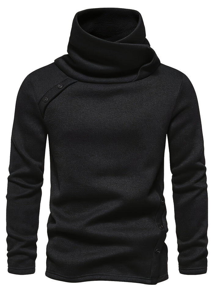 Men's Cowl Neck Button Turtleneck – Detail View