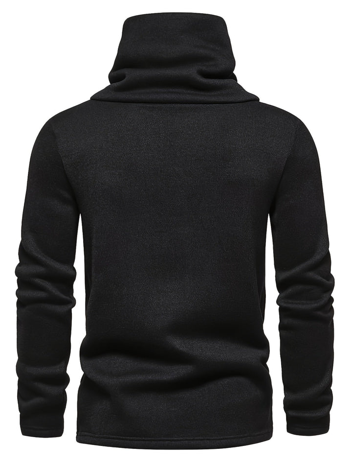 Men's Cowl Neck Button Turtleneck – Detail View
