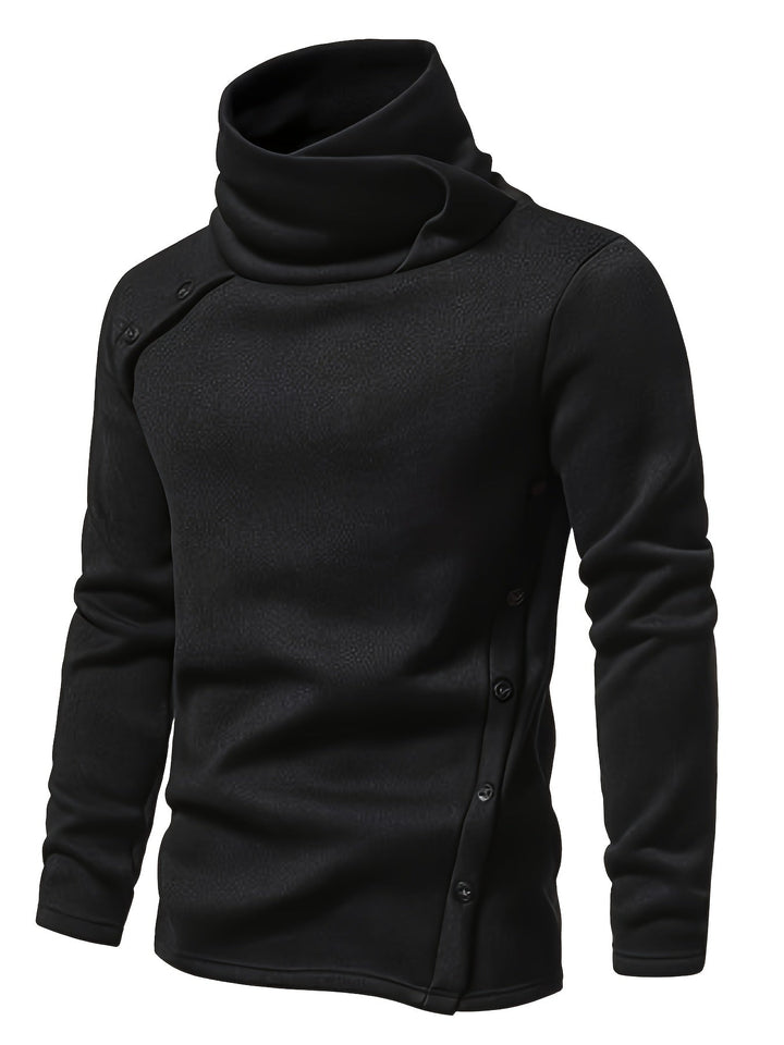 Men's Cowl Neck Button Turtleneck – Detail View
