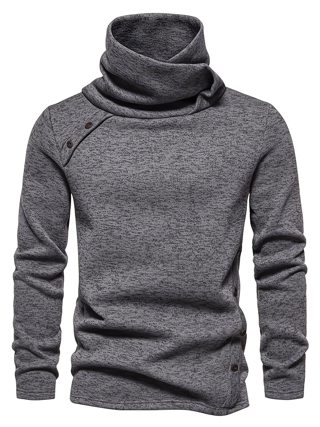 Men's Cowl Neck Button Turtleneck – Detail View