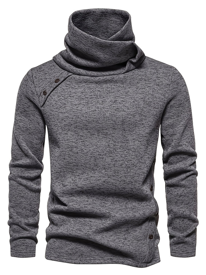 Men's Cowl Neck Button Turtleneck – Detail View