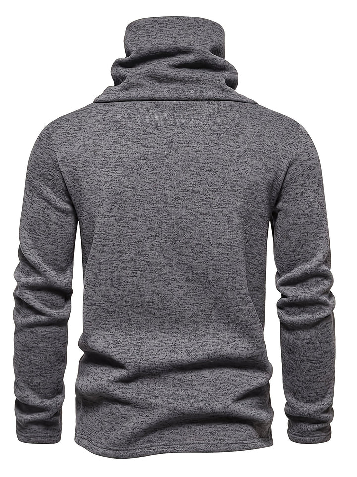 Men's Cowl Neck Button Turtleneck – Detail View