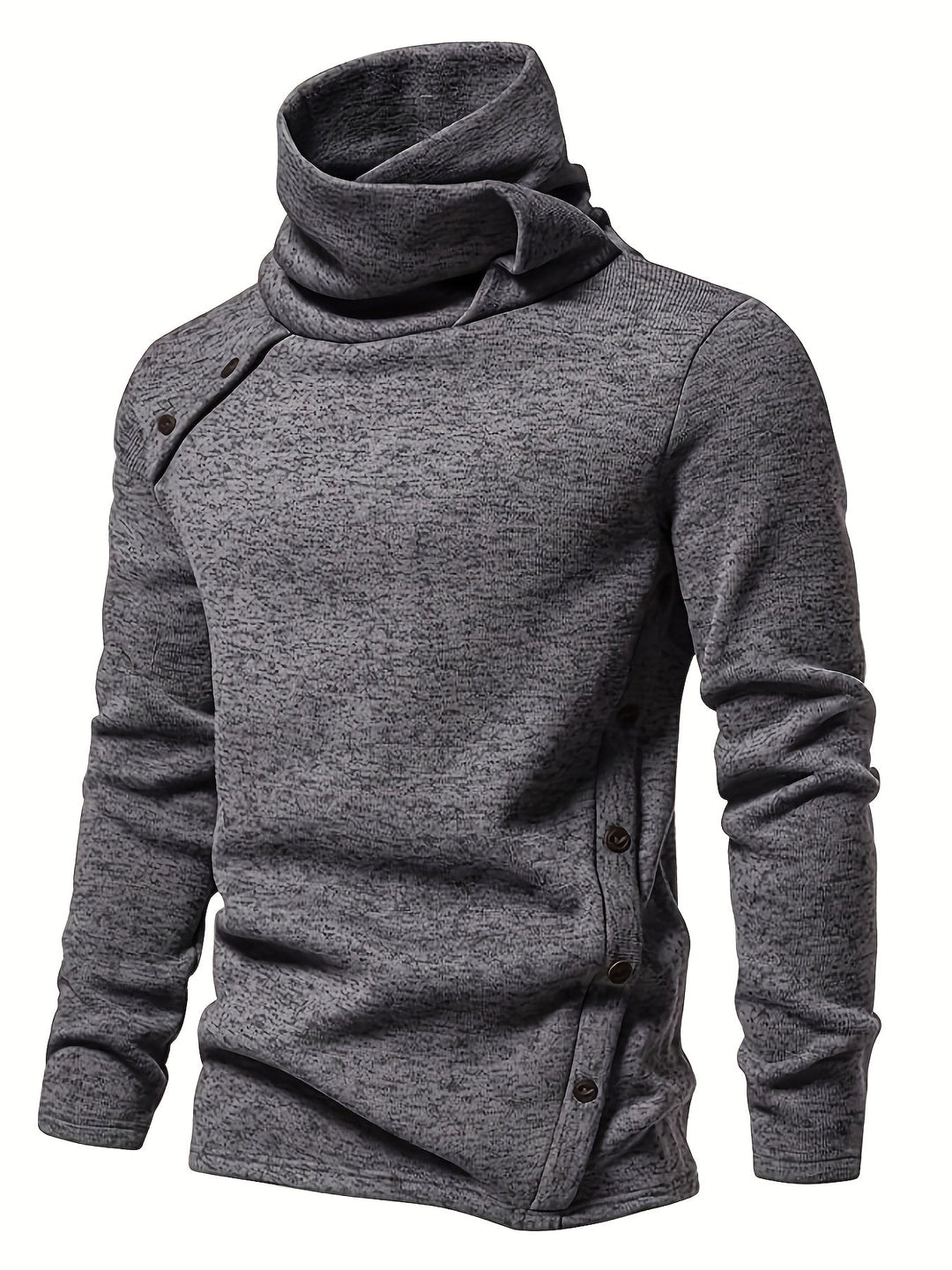 Men's Cowl Neck Button Turtleneck – Detail View