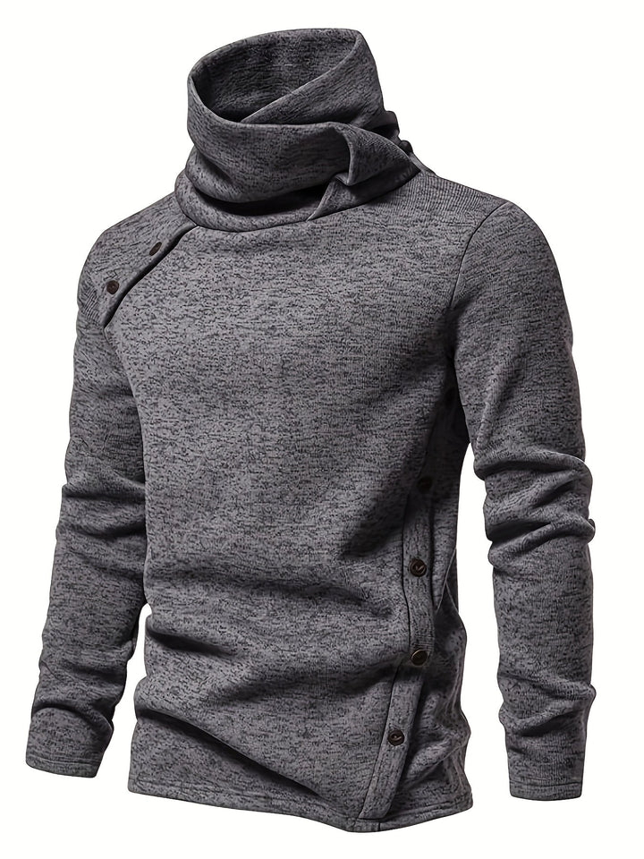 Men's Cowl Neck Button Turtleneck – Detail View