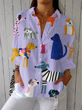 Florence | Women's Dog Print Button Down Blouse