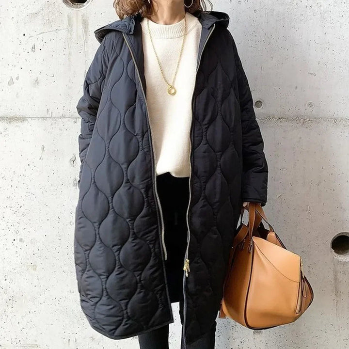 FIRMINE | WOMEN'S LONG QUILTED COAT HOODED ZIP UP WINTER 1